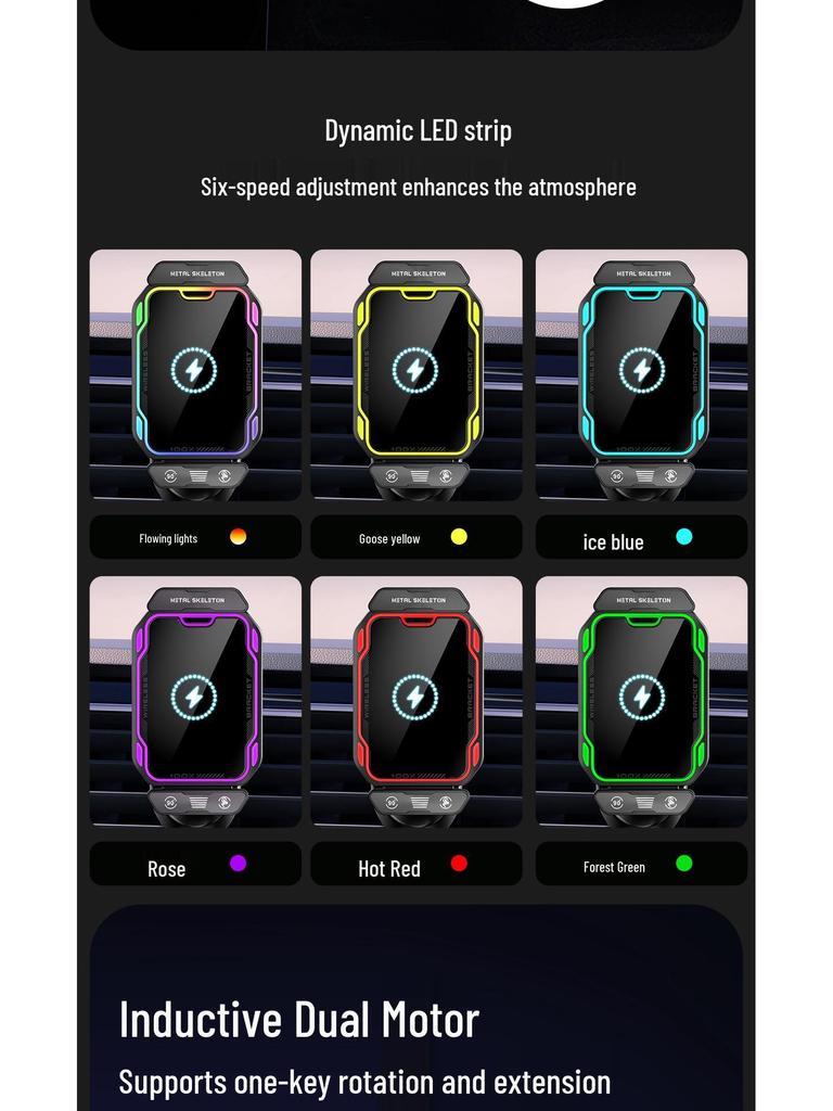 Universal Electric Dual Motor Car Phone Holder with Rotating Lift Design