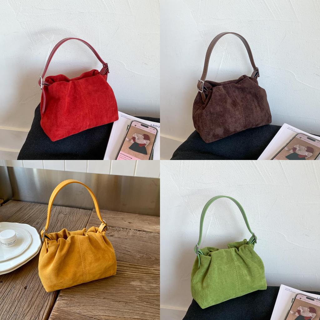 Small Shoulder Bag In Suede Material With Inner Phone Pocket For Fashionable Outings