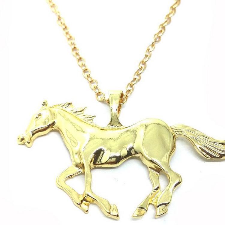 European & American Decorative Alloy Horse Necklace - Women's Versatile Long Sweater Chain, Korean-Style Accessories.