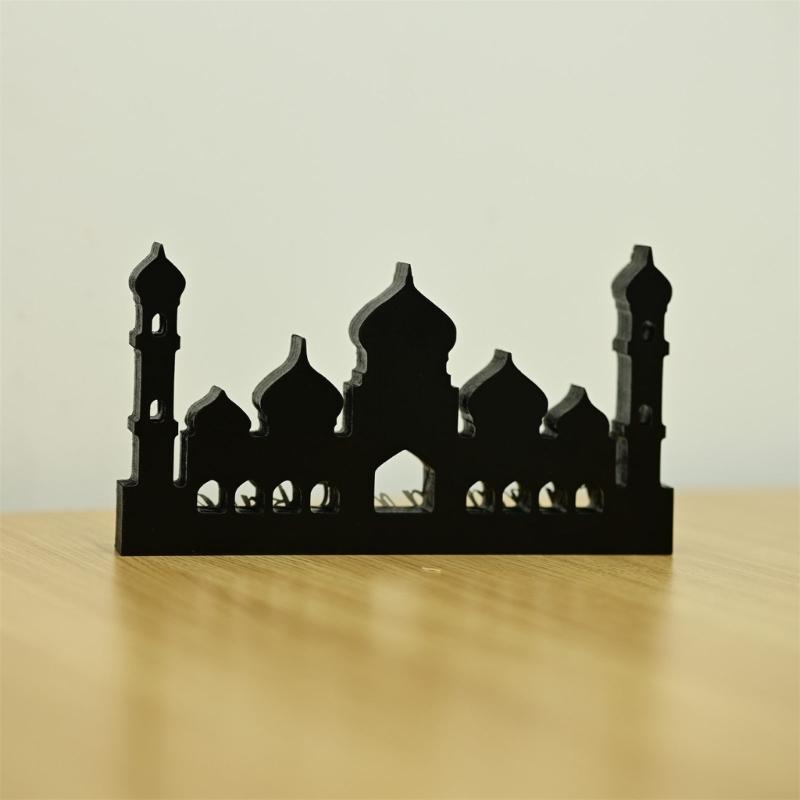 Handmade Wood Acrylic Castle Ornament For Tabletop Windowsill Bookshelf Display Middle Eastern Festival Celebration