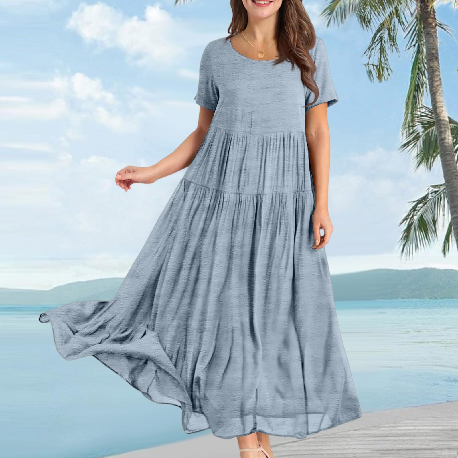 

Женское летнее платье, повседневные свободные длинные пляжные платья для отдыха XXL