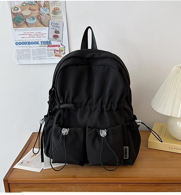 Schoolbag Niche Design Pleated Backpack Women Travel Lightweight Cute Bow Schoolbag Junior High School Girls College Student Backpack