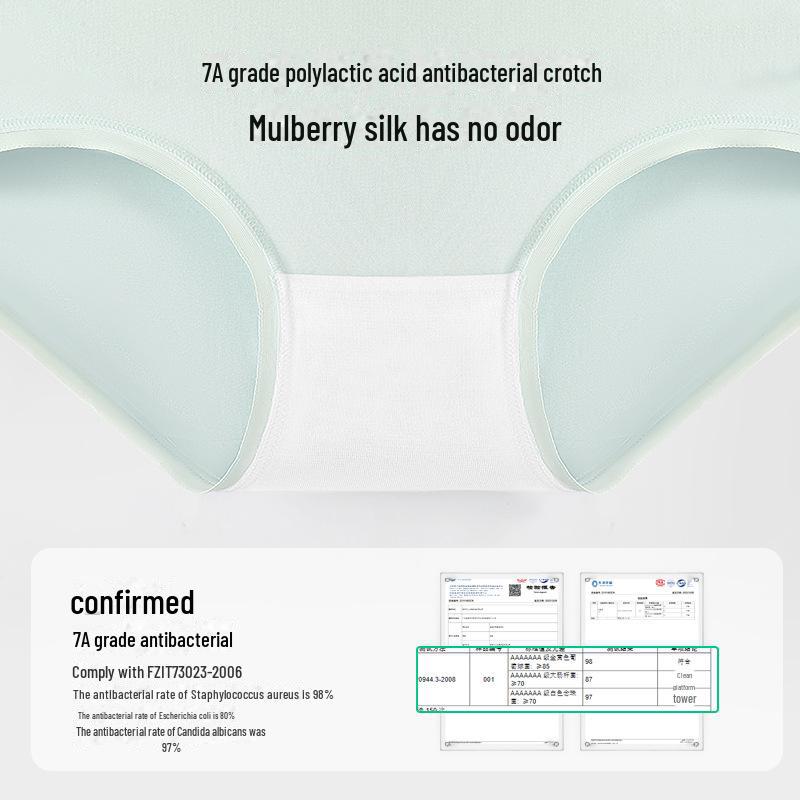 Seamless Women's Mid-Rise Modal Underwear with 7A Mulberry Silk and Antibacterial Crotch