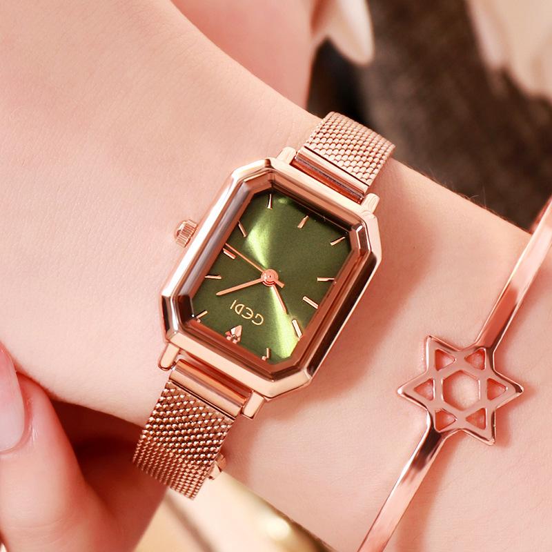 Simple And Versatile Casual Watch Women'S Square Retro Mesh Belt Watch Waterproof Quartz Women'S Watch