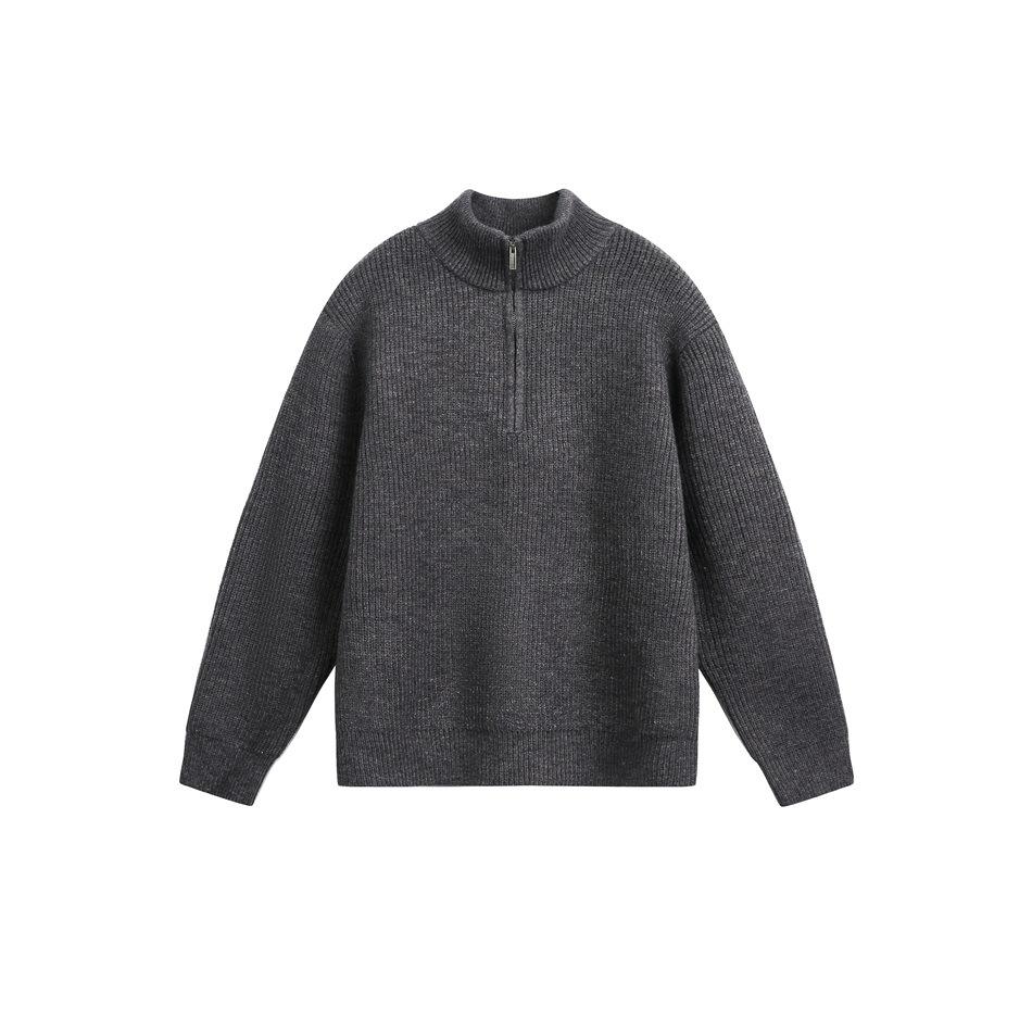 

OUSWE Unisex Retro Half-Zip Sweater: Slim Fit Cardigan for Autumn/Winter Extra Large сірий колір