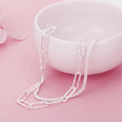Charme 925 Selo Prata Clássico Duplo Geométrico Corrente Colares para Mulheres Moda Designer Festa Casamento Jóias Presentes de Natal