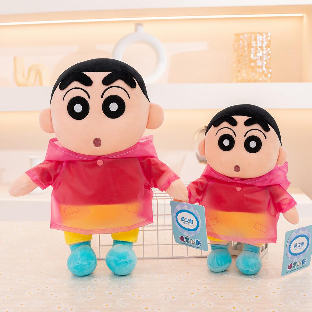 Original Crayon Shin Chan Plushies With Raincoat Soft Cuddly Japanese Style Anime Kawaii Doll Xmas Gifts Girl