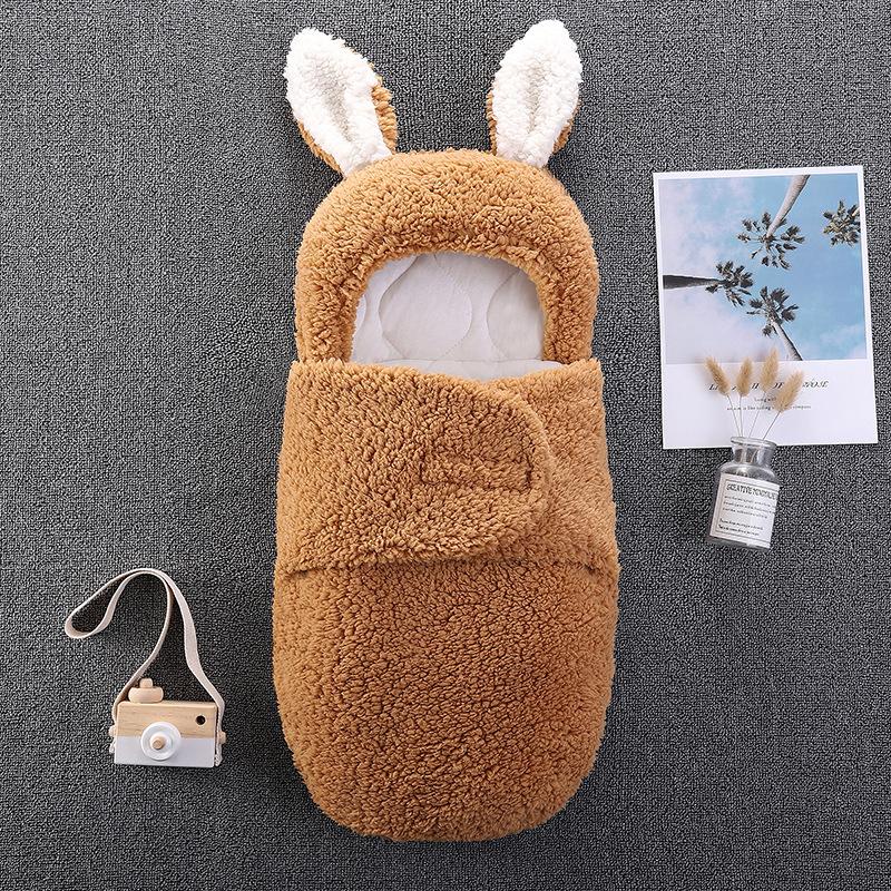 Copertina Swaddle per Neonato Morbida Carina con Orecchie Indossabile Sacco a Pelo Busta Anti-Sussulto per Neonati Maschi Femmine