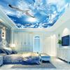 Blue Sky Wallpaper White Clouds Mural Sunshine Seagull Ceiling Wall Mural Living Room Bedroom Wallpaper