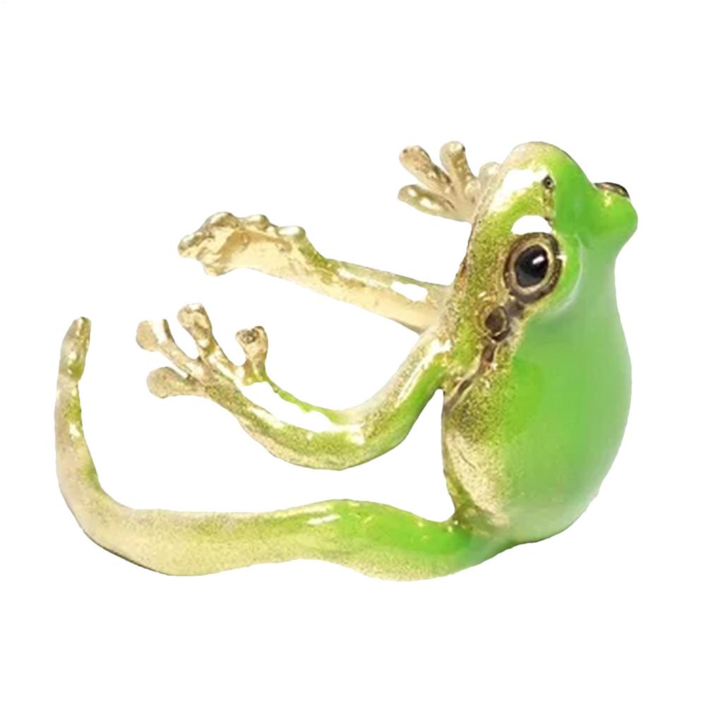 Pierścionek Żaba Drzewna, Zielony Oryginalny Pierścionek Żaba, Zwierzęcy Kształt w Niszowym Designie, Niebieski Pierścionek Żaba, Pierścionek z Regulowanym Otworem