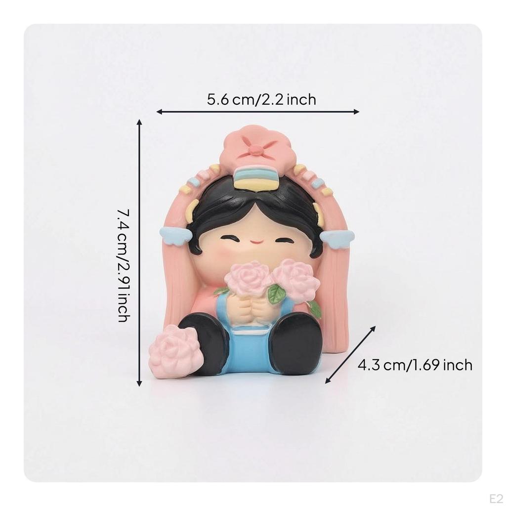 Hui'an Female Woman Figurine Miniature Cartoon Collectible Desk Ornament for Journeyers,
