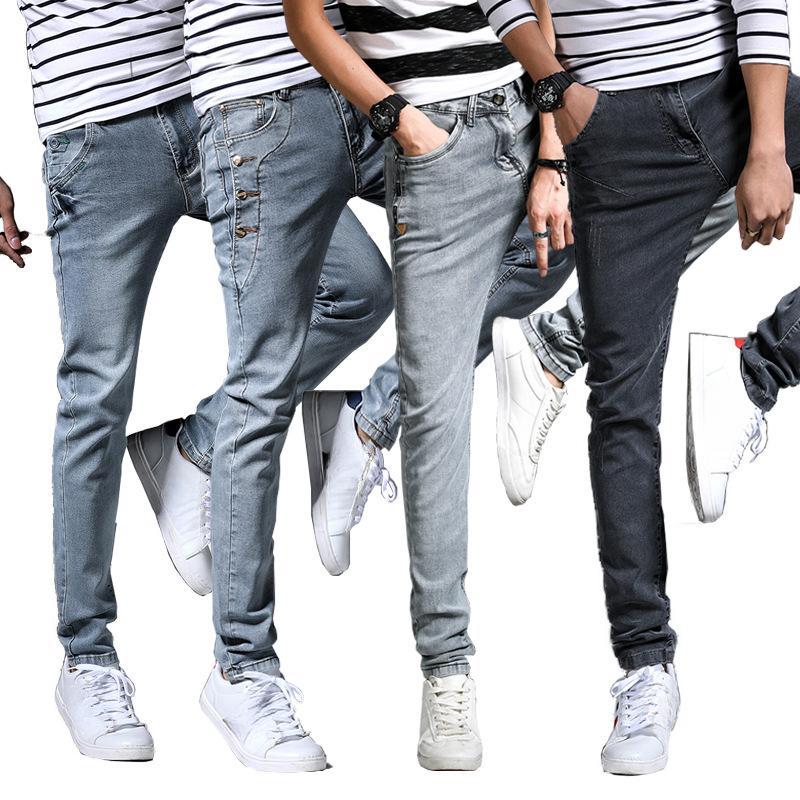 Jean quatre saisons pour homme, pantalon slim extensible à poches, mode coréenne