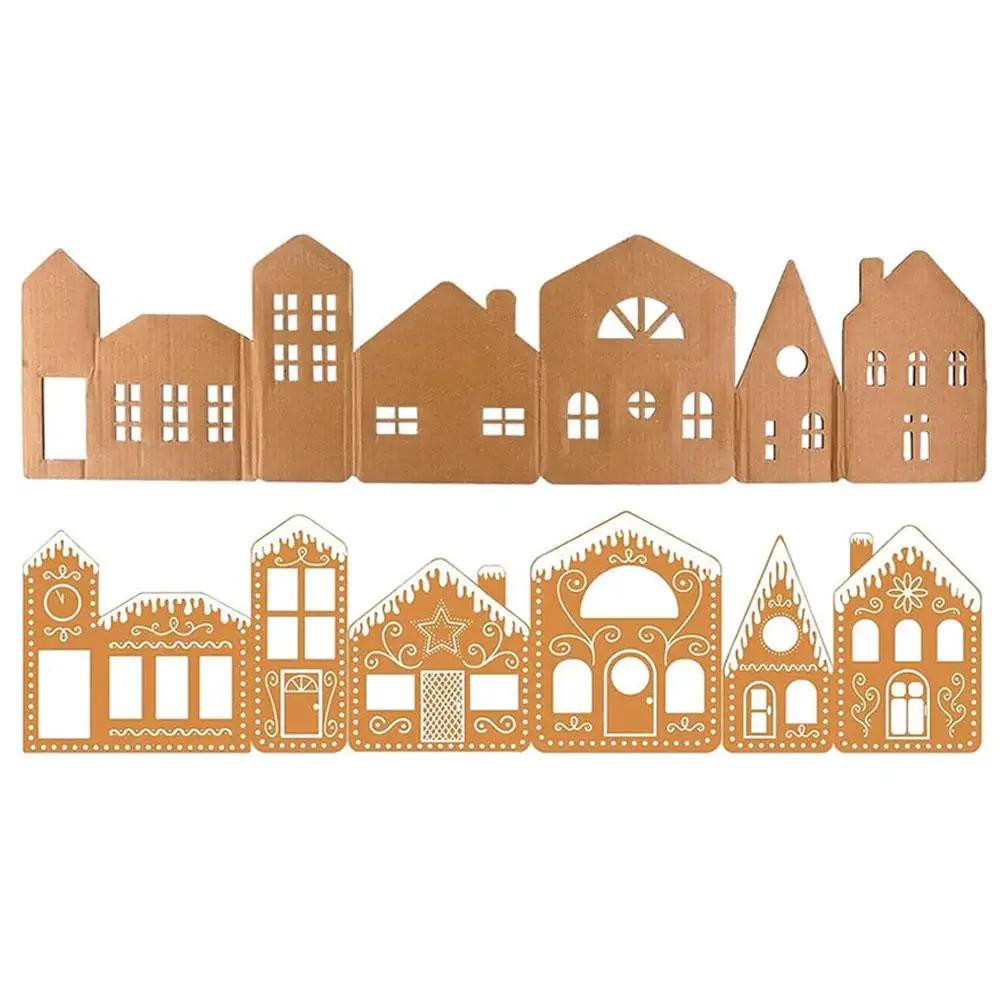 

NEW Christmas Village Foldable Gingerbread House Decor Holiday Set Lights Tabletop Decor Home String Snow Village With Wint L9L5