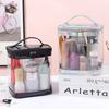 Clear PVC Makeup Bag with Handle, Transparent Travel Cosmetic Organizer, Waterproof TSA-Approved Toiletry Pouch