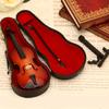 Playable Tiny Violin Figurine Multi-Purpose Miniature Musical Instrument Wooden Handmade Violin Model Home Decorative Ornaments