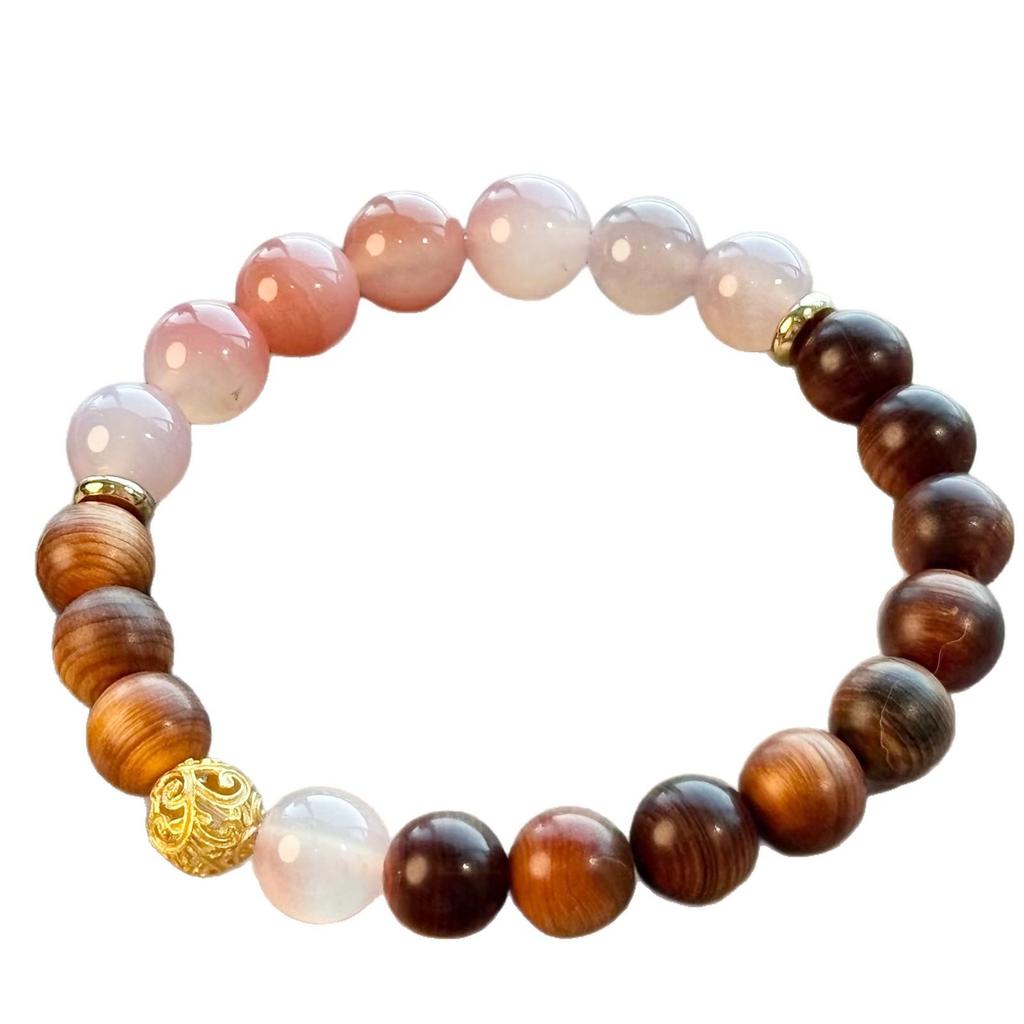 Natural Five Elements Balance Crystal Bracelet: Gold, Wood, Water, Fire, Earth Design for Energy and Good Luck