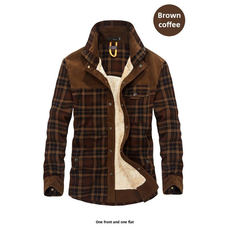 

Мужская рубашка с длинными рукавами, осенне-зимняя флисовая утолщенная терморубашка XXXXL