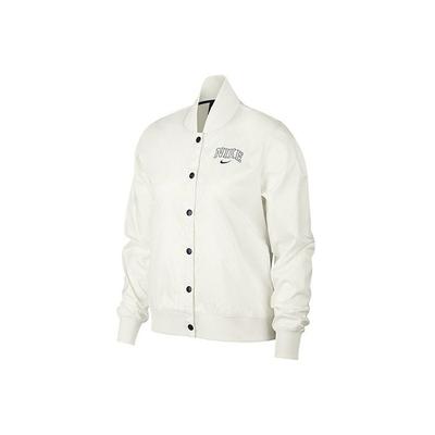 Logo Print Solid Color Sports Baseball Jacket Women Jackets White AR3764-133