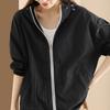 Women's Fashion Hooded Breathable Sunscreen Jacket Fashion Zipper Drawstring Thin Cardigan Long-sleeved Top