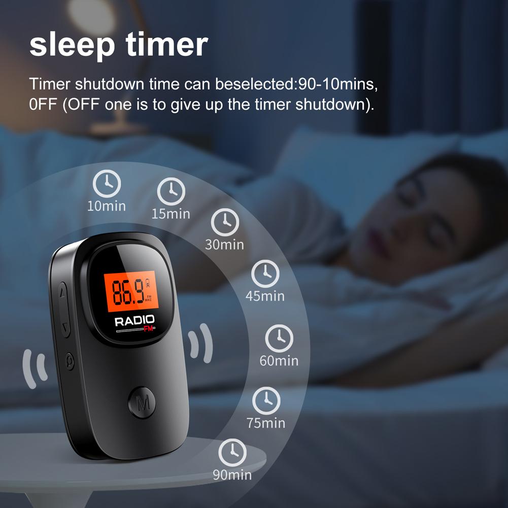 FM Radio Digital Tuning Mini Radio with 3.5mm Jack Earphone Battery Operated Pocket Radio with Clip for Outdoor Walking Jogging