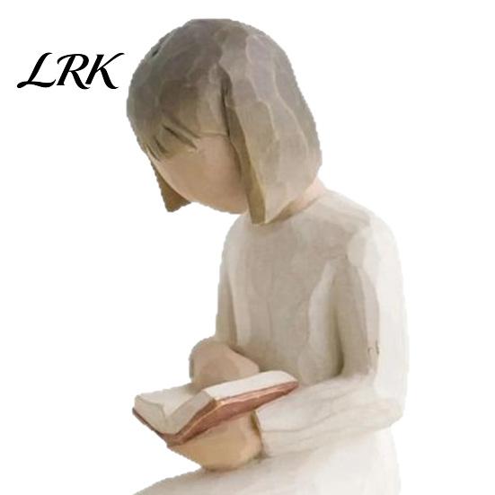 3D Printed Reading Sculpture Angel Book Statue, Resin Desk Decor for Lovers, Lover Decoration Young Girl Figurine Bookshelf, Healing Atmosphere