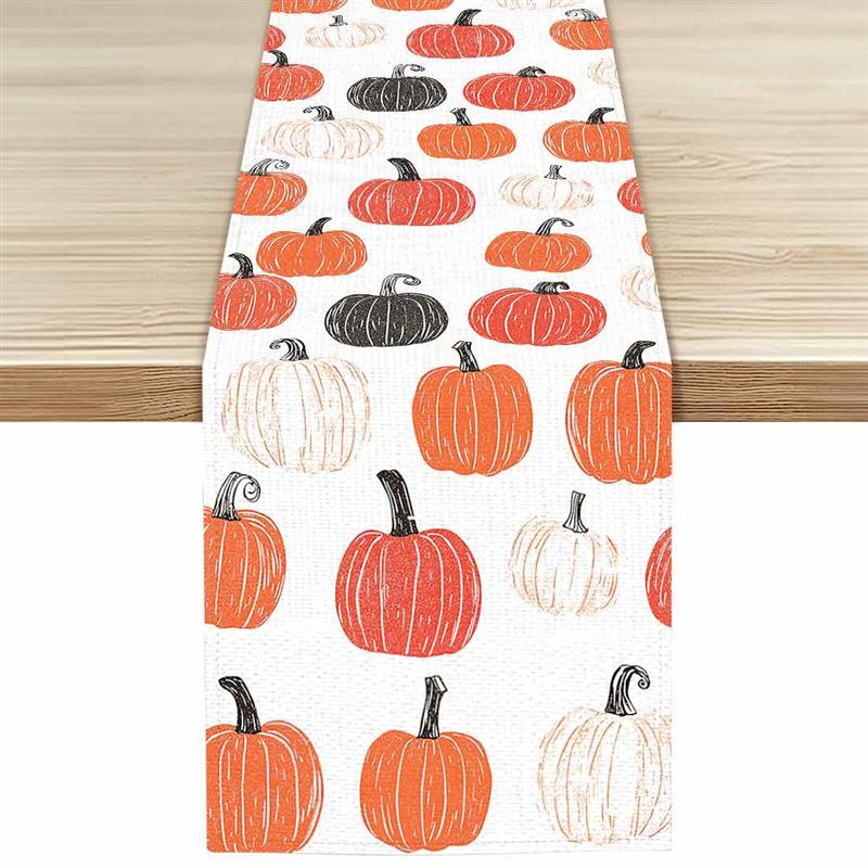 Thanksgiving Pumpkins Autumn Leaf Polyester Table Runners Wedding Decoration Durable Kitchen Dining Table Runners Party Supplies
