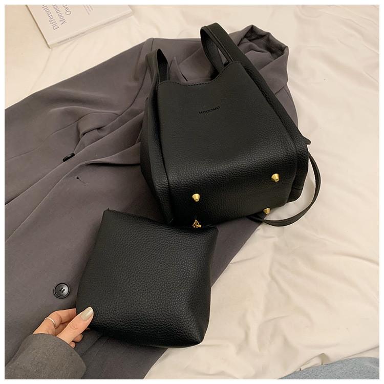 IELGY Lychee Pattern Bucket Bag Simple One-Shoulder Cross-Body Vegetable Basket Child-Mother Bag
