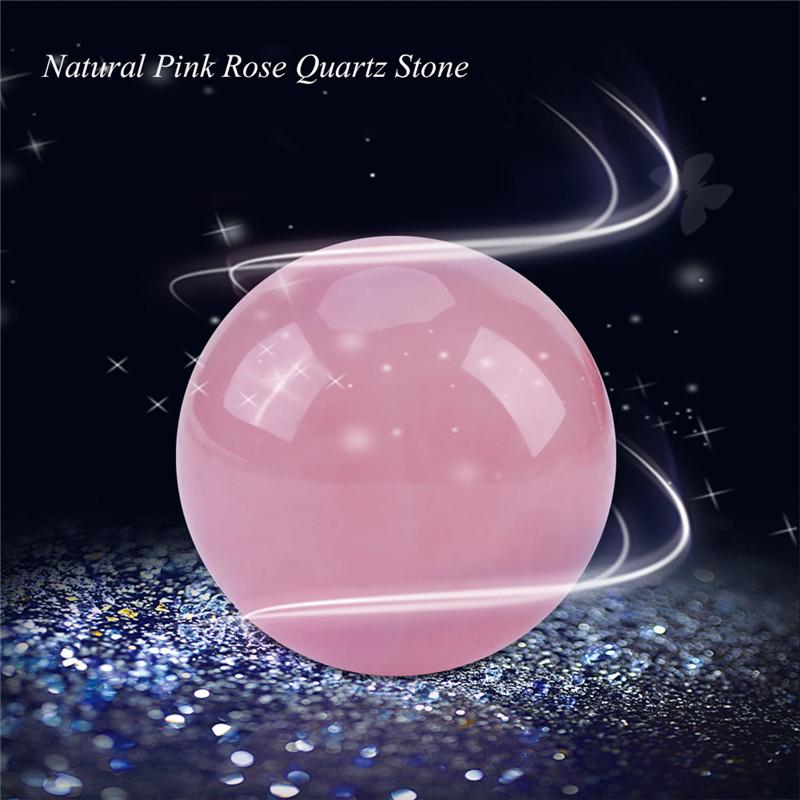 banshren Natural Carved 35mm Pink Rose Quartz Sphere Ball Healing Crystals