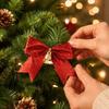 Red Bow Pendant Glitter Christmas Tree Ornament Party Christmas Bow with Bell  Home Decor