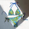 Vibrant Tropical Print Triangle Bikini with Side Tie Bottoms