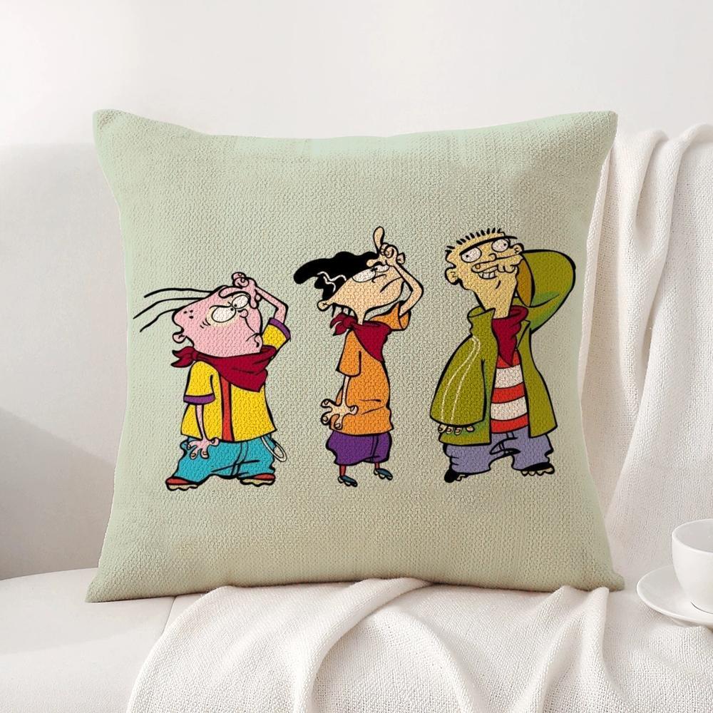 E-Ed Edd N Eddy Cushion Cover Summer Coolness Linen Fabric Double-Sided Printing Pillow Case Sofa Home Decor Gift
