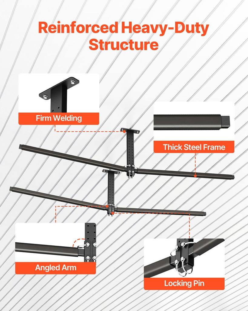 Kayak Storage Rack for 2 Kayaks, Holds Up to 113.4 kg, Heavy Duty Adjustable Ceiling Rack for Garage Ceiling Mount, Overhead Garage Storage Hanger for