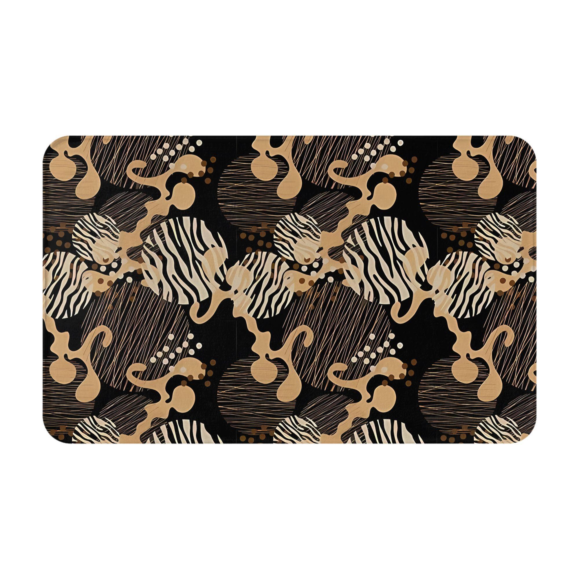 

Zebra Print and Abstract Motif Doormat Black Beige Printed Polyester Machine Washable Entrance Floor Mat 80x50cm 40cm x 60cm