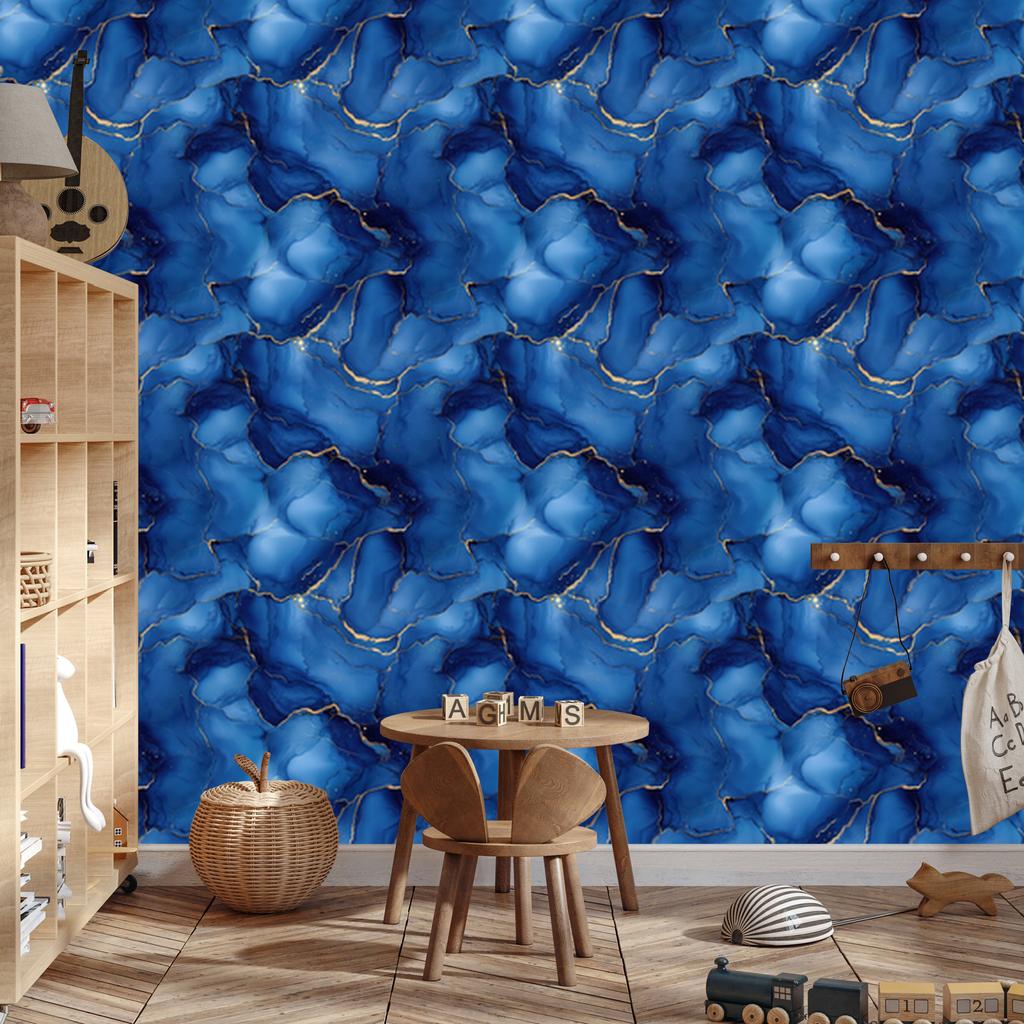 Ink Wallpaper, blue background, blue center for Living Room and Bedroom 50x1000