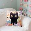 Cute Black Cat Case Plush Fabric Soft Pillowcase Double Sided Print Cushion Cover Household Gifts