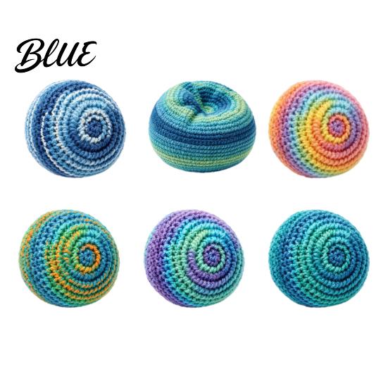 Soft Durable Sandbags 6Pcs Knitted Footbag Sack Handmade Crochet Juggling Balls for Beginners Vibrant Pattern Yarn Outdoor Play Colorful Gift Teens