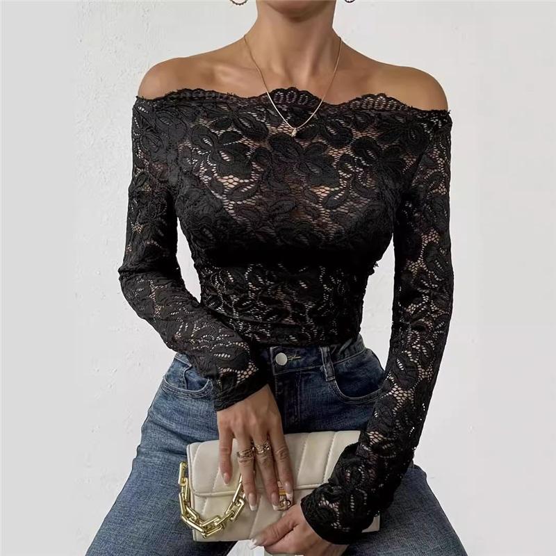 Lace T Shirt Top Women Sexy Navel Exposed Pullover Fashion Splice Hot Girl Club Party Top Autumn New Lady T Shirt