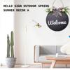 Lighted Welcome Wreath Sign Front Door Porch Decor Rustic Round Wooden Hanging Hello Sign Outdoor Spring Summer Decor