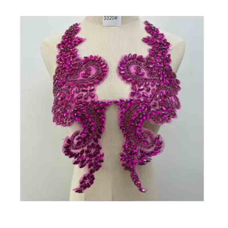 Designer's 3D Lace Floral Crystal Patch Hot-Fix Glass Applique for Tight Dress with Loose Rhinestones