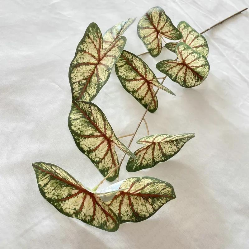 

95cm Simulation 3D Printing 2 Forks Color Taro Leaf Green Plants Hotel Decorative Artificial Plant Leaves Garden Decoration темно-зеленого