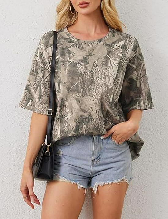 2026 Women s 3D Maple Leaf Loose Short Sleeve T-shirt XXL