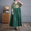 Cotton and Linen Summer Patchwork Retro Style Dress Long Skirt