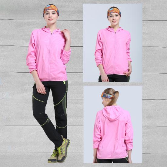 Sun Protection Jacket Windproof Waterproof Pockets Hooded Zipper UV-resistant Solid Color Men Women Outdoor Windbreaker Coat Daily Wear