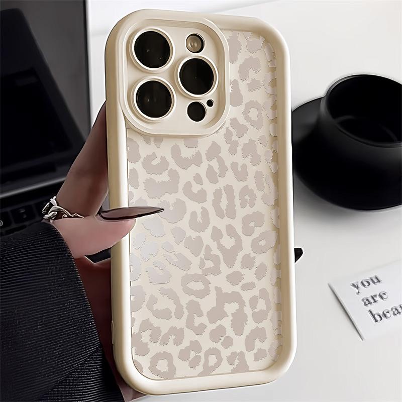 Full screen white leopard print for iPhone17ProMax mobile phone case 14 Apple 13Pro matte 12/15 premium