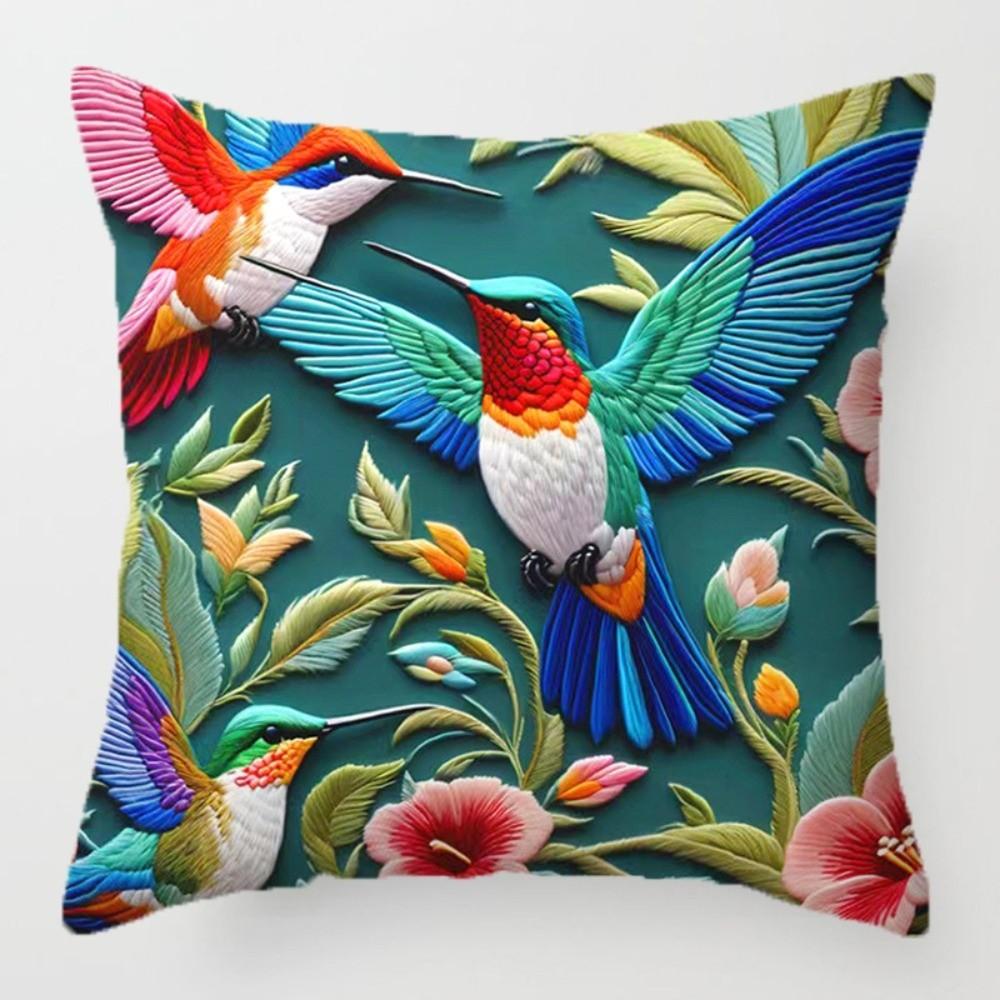 Flower Bird  45cm Pillow Case Vintage Decorative Pillowcase Creative Cushion Cover  Bedroom Accent