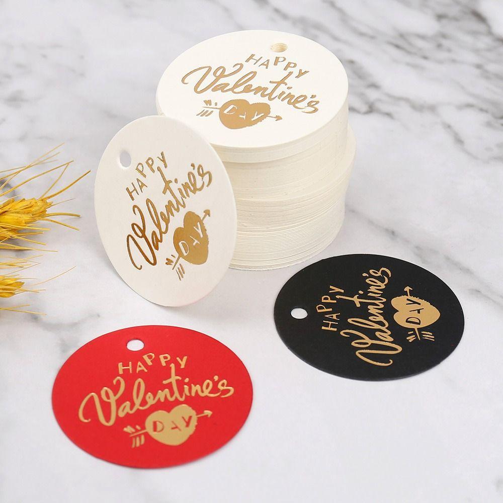 100pcs Heart Shaped Cards Valentine's Day Tags White Red Paper DIY Crafts Gift Labels Hanging Decoration