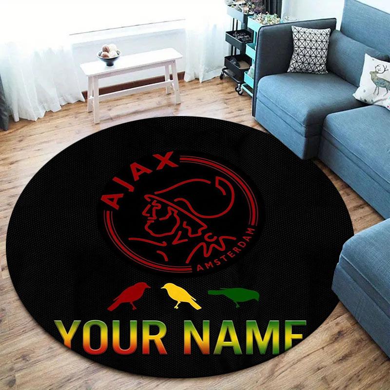 AFC Ajax Custom Name Round Area Rug,Carpet Rug for Living Room Bedroom Sofa Playroom Decor,Non-slip Floor Mat