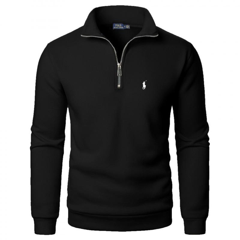 Men's Casual Half-Zip Stand Collar Hoodie with Embroidered Horse, Long Sleeve, 2025 Edition