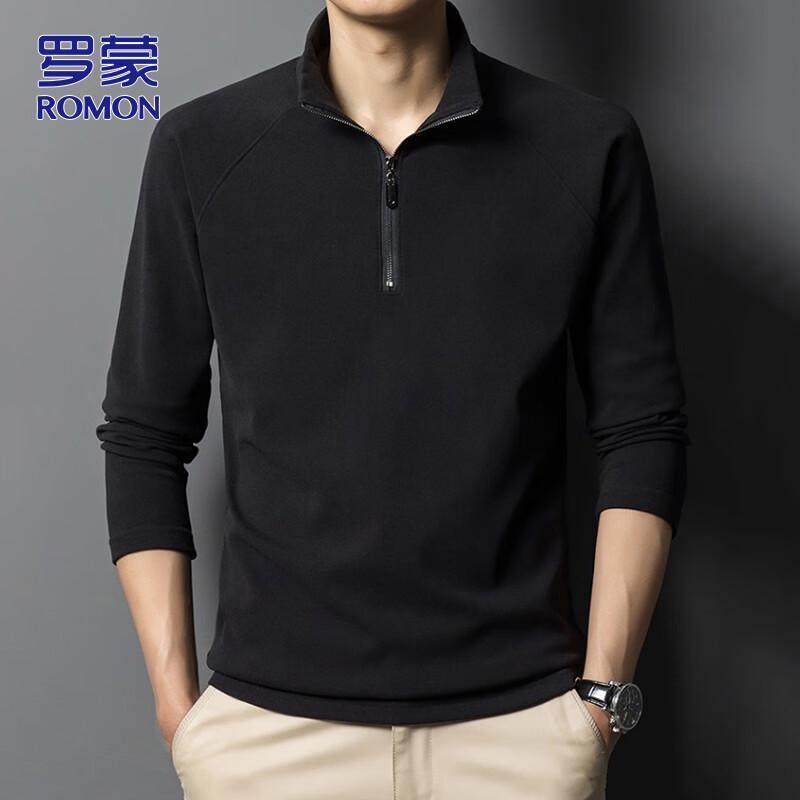 

ROMON Men s Autumn/Winter De Velvet Stand-Collar Long-Sleeve T-Shirt