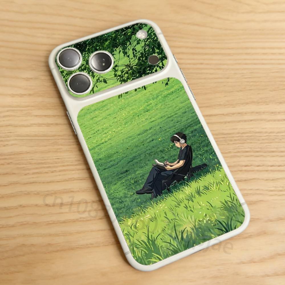 Aesthetic grass illustration For iPhone 17Pro/ProMax Battry Back Cover with Camera Decal Skin Rear Protective Sticker Film iPhone17promax